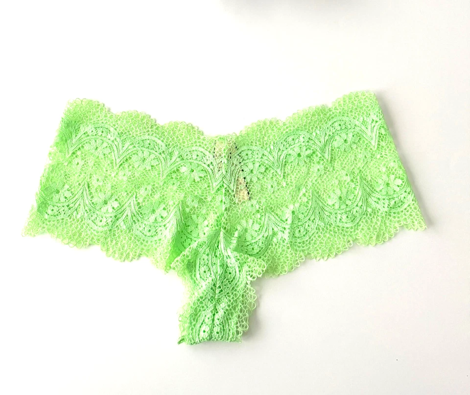 Calcinha masculina Victoria's Secret crochê renda floral verde neon - Imagem 1 de 1