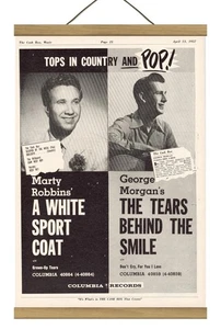 Seltene Original Marty Robbins A White Sports...Werbeanzeige, montiert mit Magnetrahmen! - Bild 1 von 3