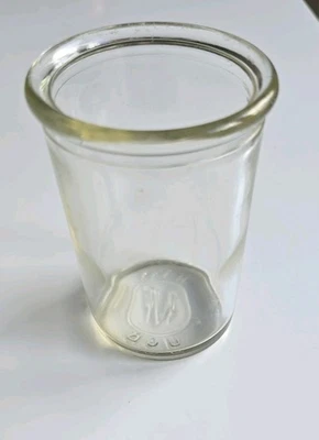  VINTAGE ANTIQUE OLD CLEAR GLASS JAM JELLY JAR POT  c1913 - c1968 UK - Image 1 of 4