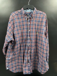Polo Ralph Lauren Oxford Men's 2XB Red Blue Plaid Plaid LS Button Down Shirt - Picture 1 of 6
