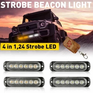 Amber/White 6LED Car New Hazard Flash Strobe Light Dash Warning Lamp Truck USA - Picture 1 of 11