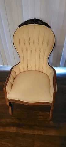 Vintage Victorian Rose flower Carved Parlor Chair Cover