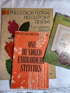 Vintage 1976 Full-Color Floral Needlepoint Designs Eva Costabel-Deutsch bonus - Picture 1 of 1