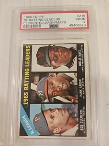 1966 Topps #215 NL Batting Leaders Clemente Aaron Mays HOF PSA 2 GD - Bild 1 von 6