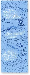 Japanese Traditional Handtowel TENUGUI 35" H Tapestry CHOJUGIGA SWIMMING JAPAN - Picture 1 of 9