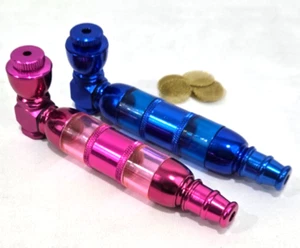Rosa und blau 2er Set Metall eloxierte Rohre 4" lang plus Siebe - Bild 1 von 3