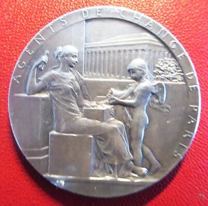 FRANCE-1898-PARIS STOCK BROKERS -ART NOUVEAU by OSCAR ROTY -  SILVER  - RARE - Picture 1 of 2