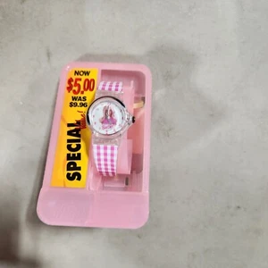 Vintage 1990s Barbie Wrist Watch New Unsued Pink Checkered Band C19 #1 - Picture 1 of 2