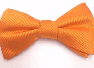 $130 Tommy Hilfiger Mens Bow Tie Orange Solid Classic Adjustable Silk Bowtie