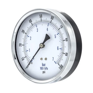 Dry Center Back Mount Pressure Gauge with 4.5" Dial, 0-100 PSI, 1/4" Male NPT - Picture 1 of 7