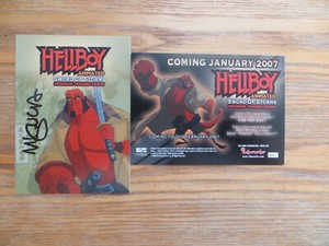 06' HELLBOY ANIMATED SWORD OF STORMS PROMO CARD HA-1 SIGNED CREATOR MIKE MIGNOLA
