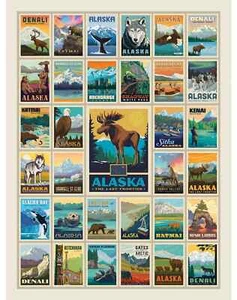 Alaska 36in x 43in Each Panel Features a Unique Illustration - Picture 1 of 7