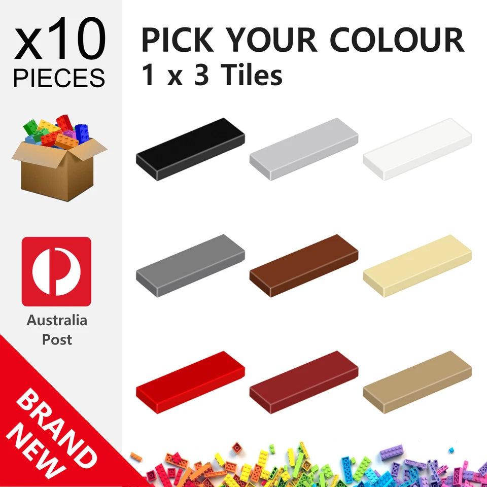 10x Genuine LEGO™ - 1 x 3 Tiles - 63864 37294 New Tile Parts - image 1 of 1