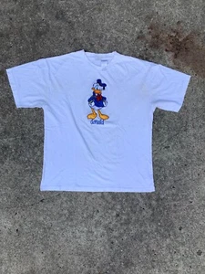Vintage Disney Donald Duck Embroidered Patch T shirt white XXL VTG - Picture 1 of 5