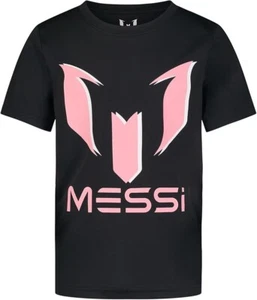 NEW Messi Collection Youth Kids 6 Short Sleeve T Shirt Lionel Messi Black Pink - Picture 1 of 10