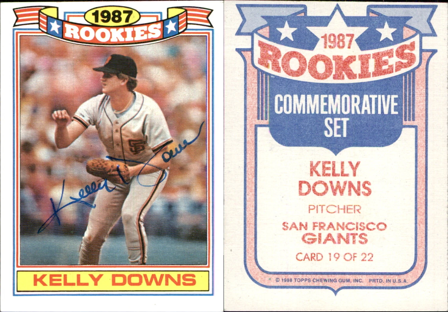 Kelly Downs Signed 1988 Score #19 Card San Francisco Giants Auto AU
