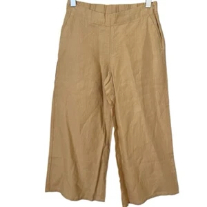 New J Jill Love Linen Golden Sun Yellow Lagenlook Crop Wide Leg Pants XS Petite - Picture 1 of 6