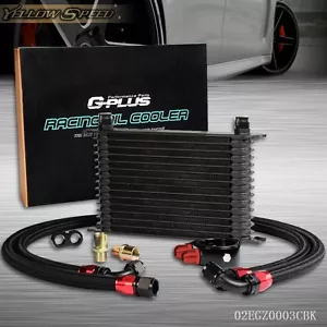 Fit For 15 Row Universal Engine Transmission Oil Cooler Black+Filter Adapter Kit - Picture 1 of 9