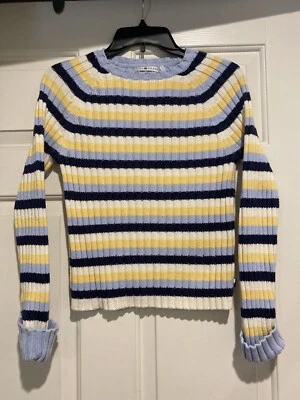 Suéter Tommy Hilfiger Vintage Para Mujer Mediano Azul Amarillo Rayas Japón Foto 1 de 4