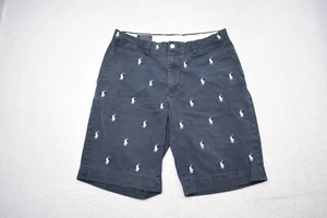 Polo Ralph Lauren Multi Pony Chino Shorts Blue Flat Front Mens Size 30 x 10" - Picture 1 of 4