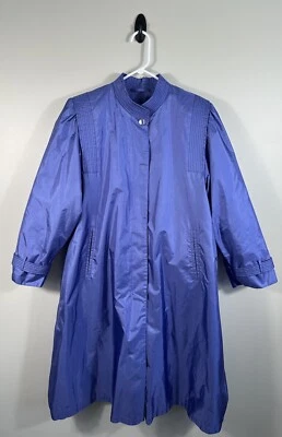 Vtg Chiango By Fleet Street Coat Womens 16 Purple Blue Trench Rain Jacket Lined - Image 1 of 4