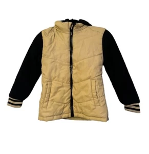Brooklyn Laundry Small 8 Two Tone Black And Tan Boys Puffer Jacket With Hood - Picture 1 of 5