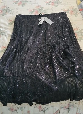 George  Black Net Sequence Skirt Women Size 16 - Image 1 of 4
