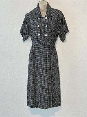 Vestido Vaina Vintage Bill Geoffreys Petite 4P Seda Midi Azul Marino Pin Up Retro Foto 1 de 4