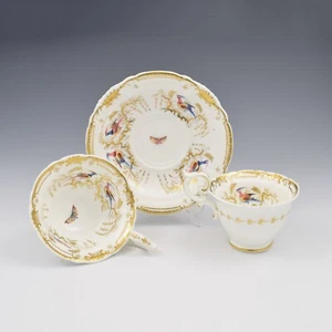 Stunning Davenport Porcelain Fancy Birds Tea and Coffee Cup & Saucer Trio 916 - Picture 1 of 17