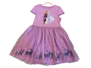 Disney Purple Frozen Tulle Layered Short Sleeve Party Dress Size 7/8 New - Picture 1 of 6