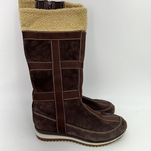 Timberland stivali invernali donna alti marroni scamosciati 64693 taglia 7M bordo sherpa