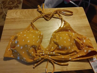 Top de bikini con corbata al hombro para mujer - Kona Sol estampado de puntos amarillos XL Foto 1 de 2