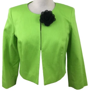 Precis Women's Jacket Size 8 Lime Green Cropped 3/4 Sleeve Lined Used F1 - Picture 1 of 11