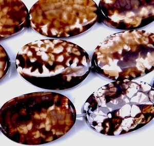 4 cuentas colgantes de ágata de fuego quemado marrón café 30x20 mm - Imagen 1 de 3