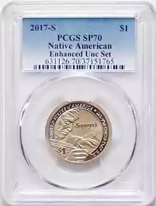 2017 S SACAGAWEA SEQUOYAH NATIVE AMERICAN $1 225th Ann Enh Unc Dollar PCGS SP70 - Picture 1 of 2