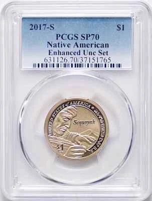 2017 S SACAGAWEA SEQUOYAH NATIVE AMERICAN $1 225th Ann Enh Unc Dollar PCGS SP70 - Image 1 of 2