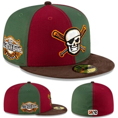 New Era Bradenton Marauders Fitted Hat MILB 14 ASG Side Patch Burgundy Green Cap - Image 1 of 4