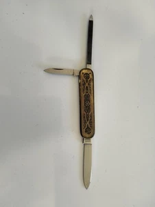 Vintage BOKER Solingen Germany Engraved Brass Pocket Knife - Picture 1 of 15
