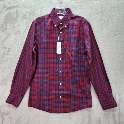 Roundtree Yorke Button Down Mens Small Red Plaid Gold Label Slim Fit Shirt Work - Image 1 of 4