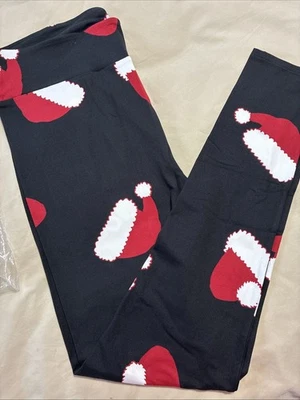 LULAROE TC LEGGINGS Sombreros de Papá Noel 🎅🏻 En Negro Difícil de Encontrar!!! ¡Raro!! Foto 1 de 4