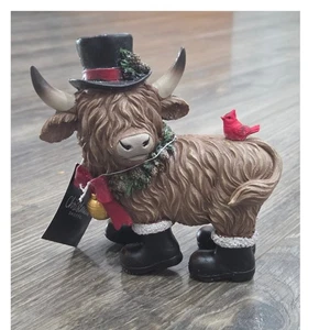 Highland Kuh Weihnachten Figur Kardinal Zylinder Hut Stiefel Urlaub Dekor Neuheit - Bild 1 von 5