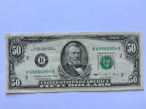One  (1) Circulated 1988 $50 Bill #B68866954B - Picture 1 of 2