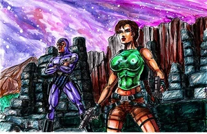 Das Phantom und Lara Croft _11X17 Pin-Up_ Protektoren des Universums - Bild 1 von 1