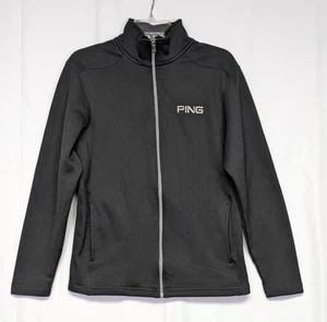 Ping Golf Mens Microfleece Jacket Black Small Full Zip Pockets Logo FREE SHIP - Picture 1 of 10