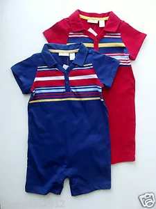 First Impressions Blue/Stripe Baby Boy Jersey Sunsuit 6-9 Months NWT B5388 - Picture 1 of 5