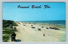 Ormond Beach Parking, Classic Cars, Atlantic Swimming, Florida Vintage Postcard