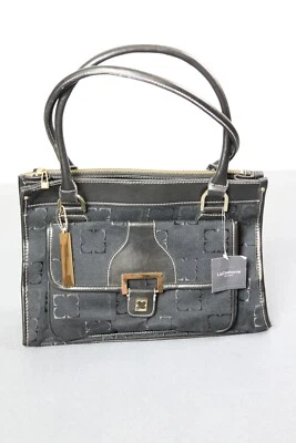 VTG Liz Claiborne New York medium purse black gold clover handbag tote satchel - Image 1 of 4