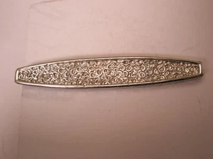 2-1/16" Cratered Look Tapered Design Silver Tone Vintage SWANK Tie Bar Clip - Picture 1 of 7