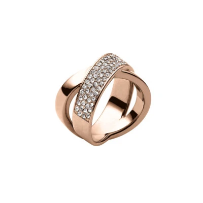 MICHAEL KORS MKJ2869791 BRILLIANCE Rose Gold Crystals Pave Ring MKJ2869 Size 8 - Image 1 of 2