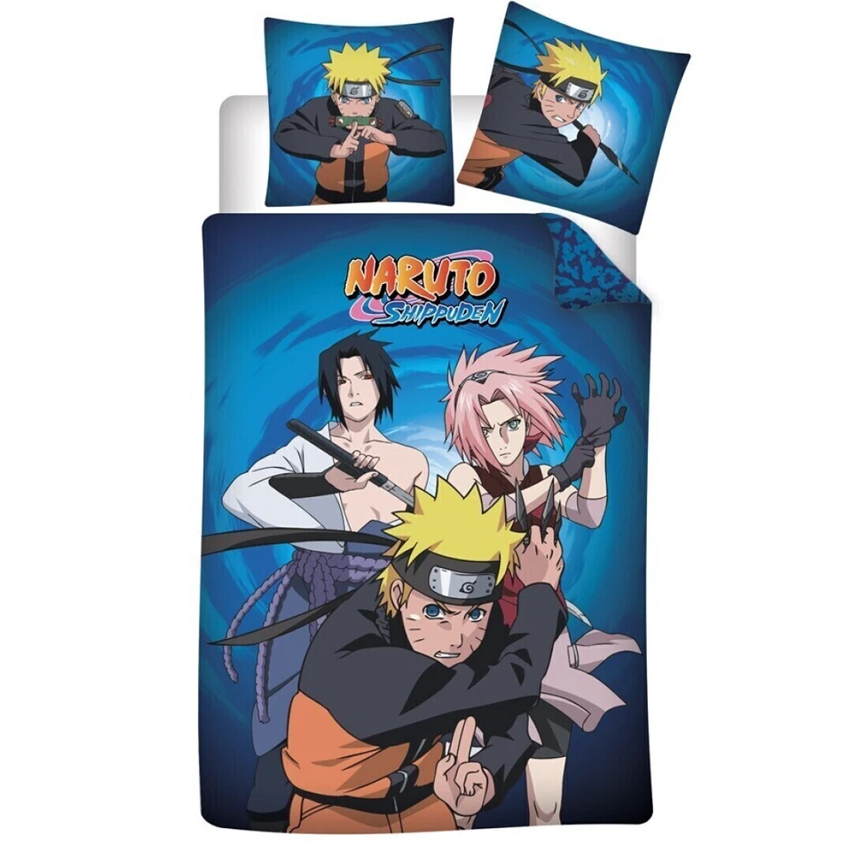 AYMAX Naruto Shippuden Niños Ropa de Cama Microfibra Juego 2 Piezas 135-140x200 63x63 cm
